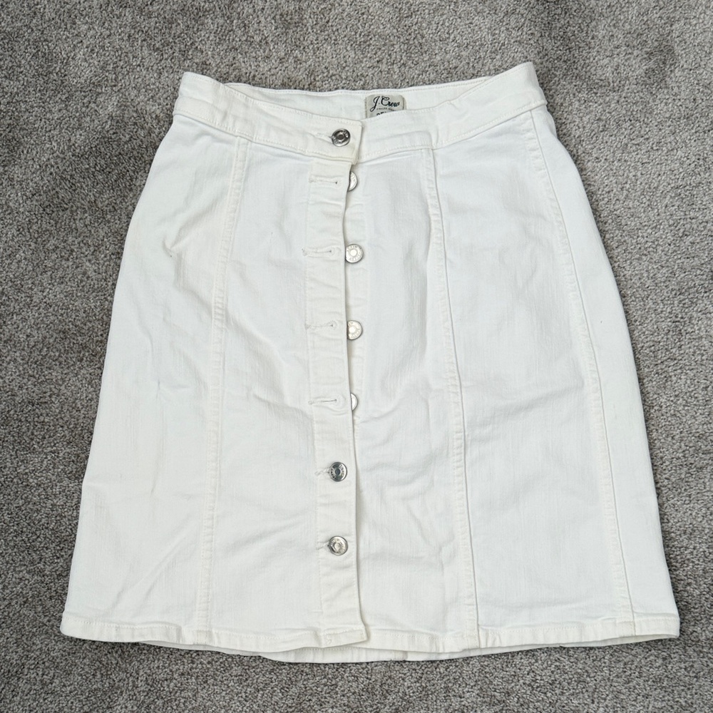 J. Crew White Button-Down Pencil Skirt